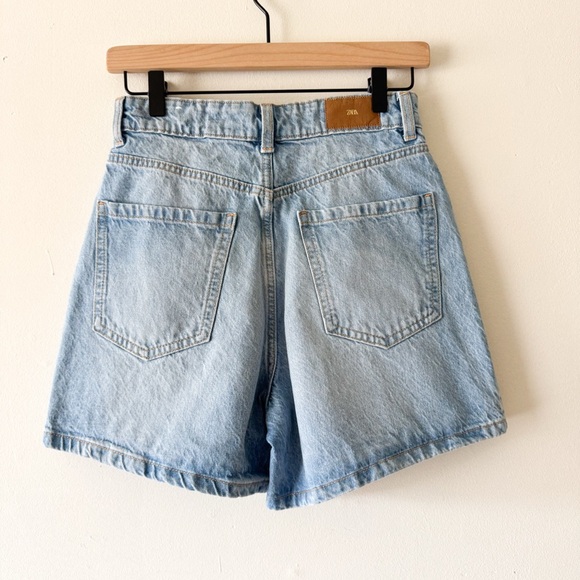 Zara Women's High Waist Light Blue Jean Shorts Size 4 - Picture 2 of 7